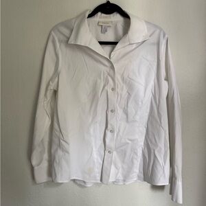 Chicos Cotton Button Up No Iron White Blouse Size 2 (us12)